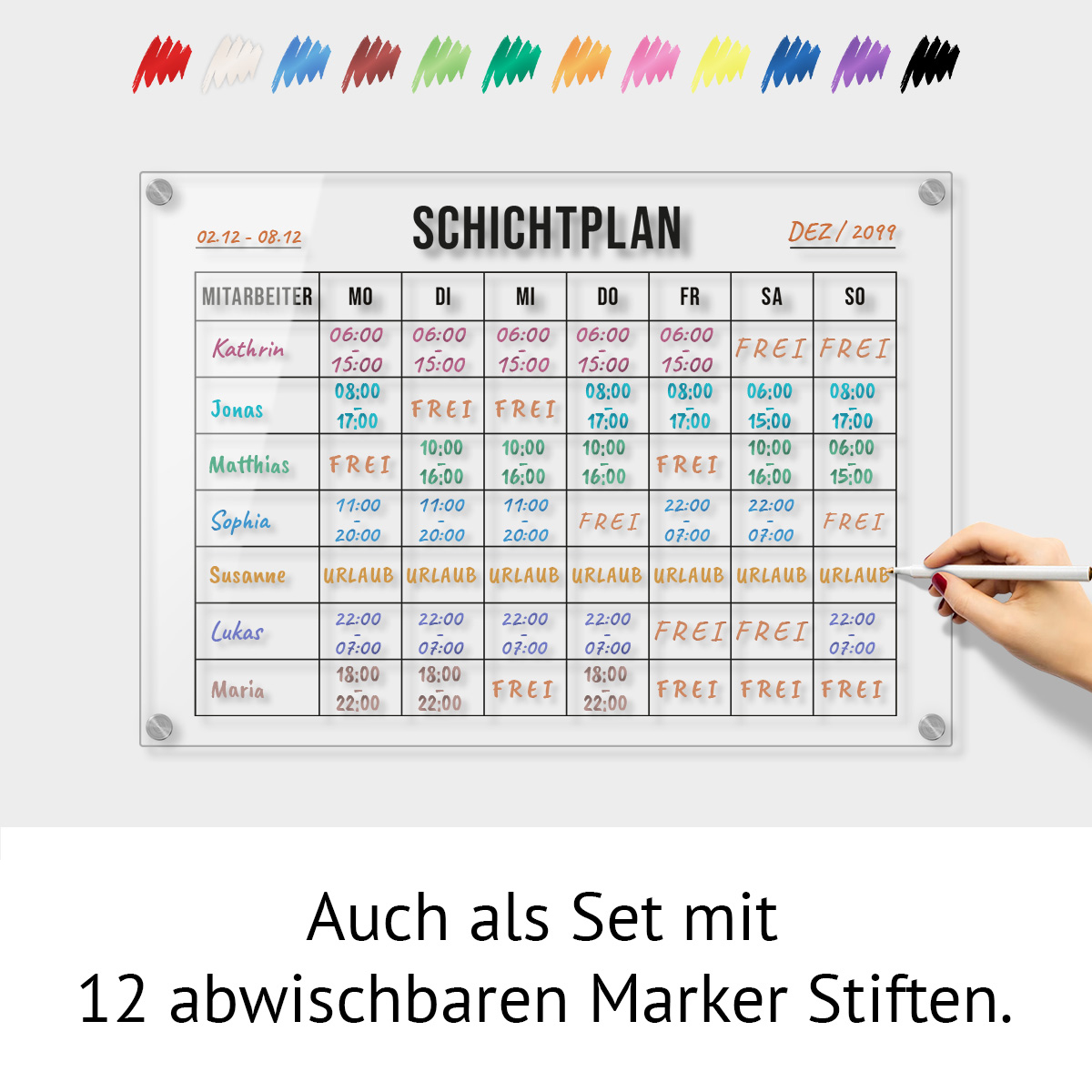Acrylglas Schichtplan für die Wand