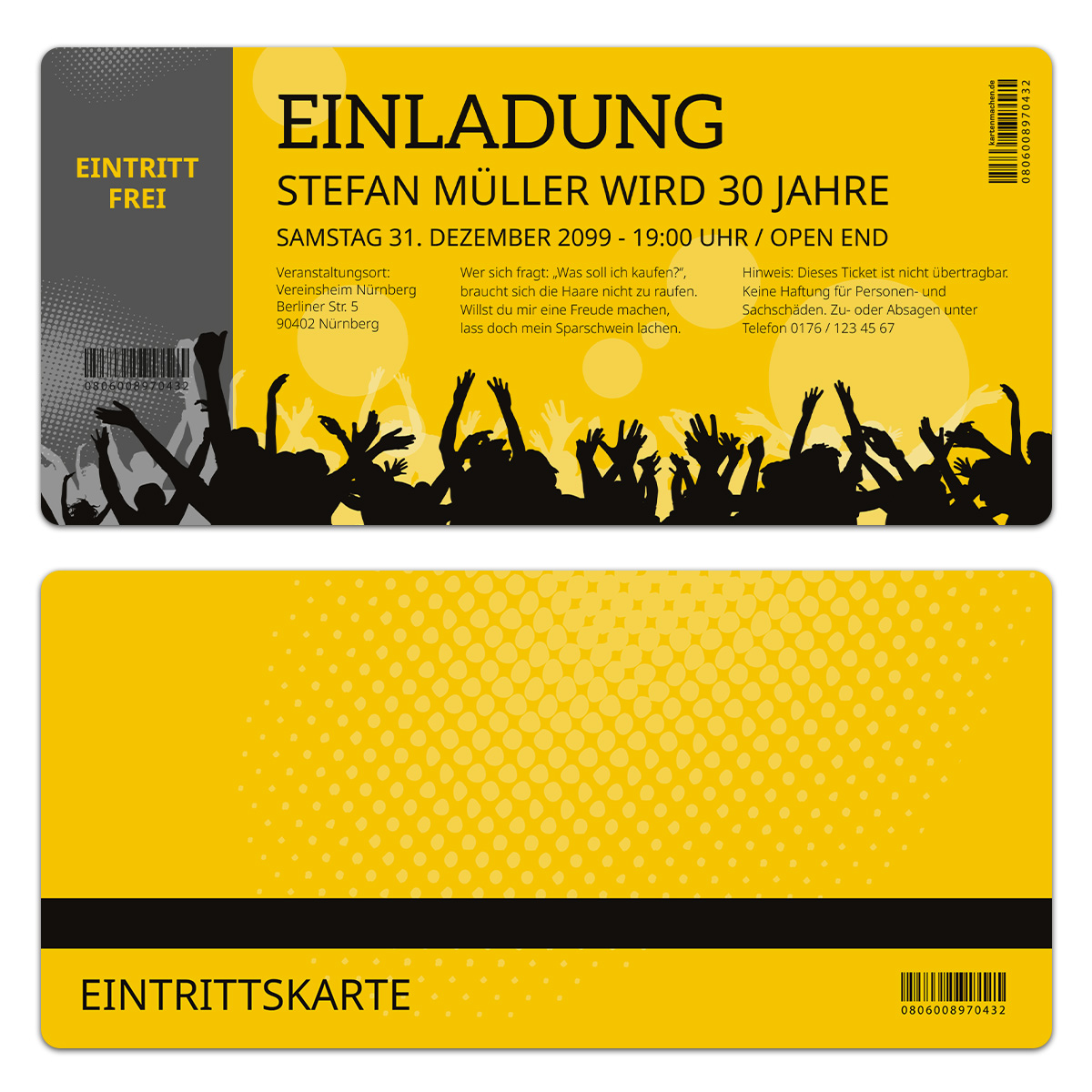 Einladungskarte als Eintrittskarte - Party