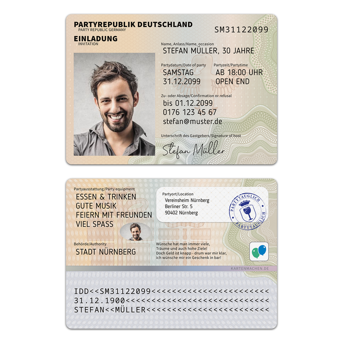 Einladungskarte als Personalausweis