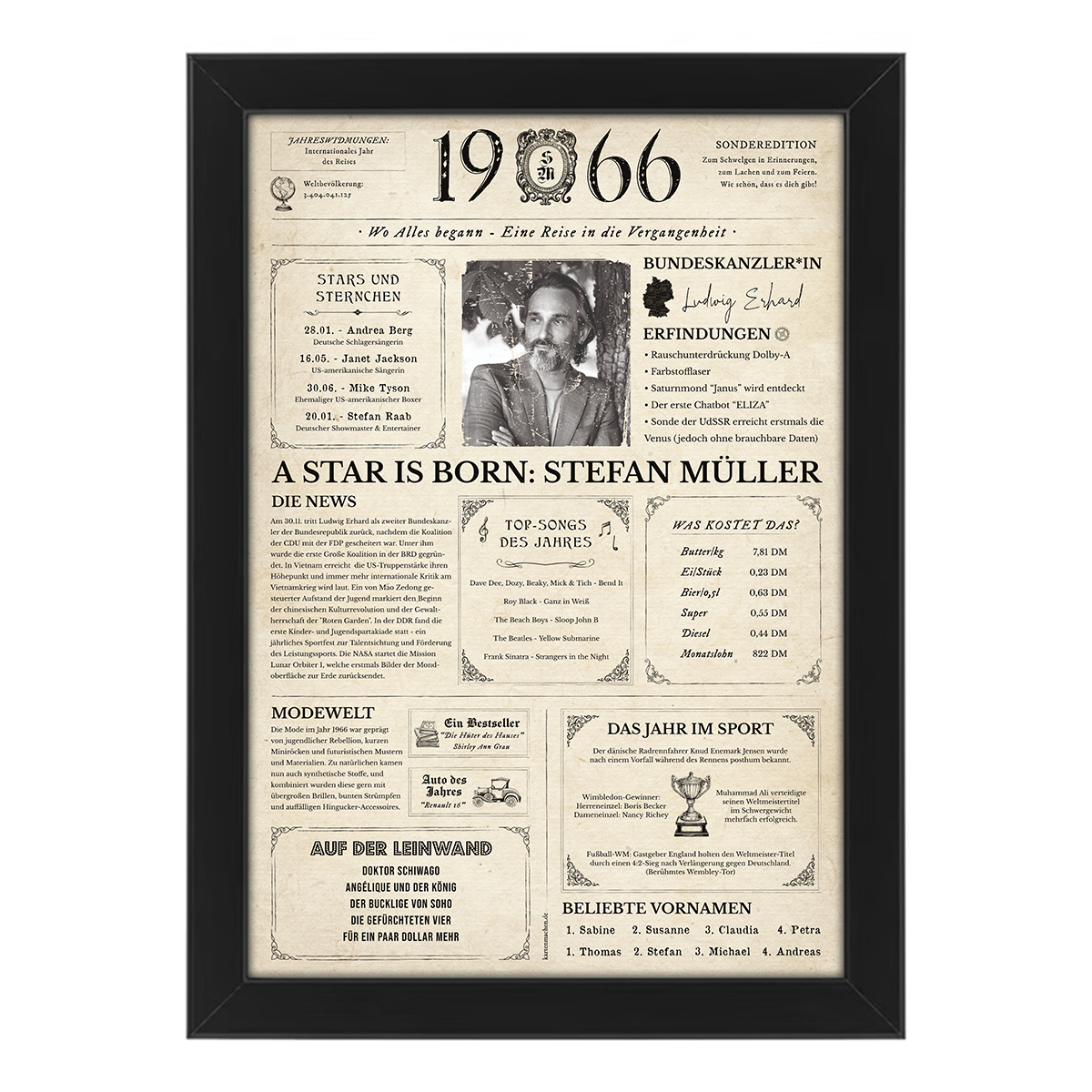 Personalisiertes Foto Poster - Geburtsjahr 1966 - Geschenk zum 60. Geburtstag