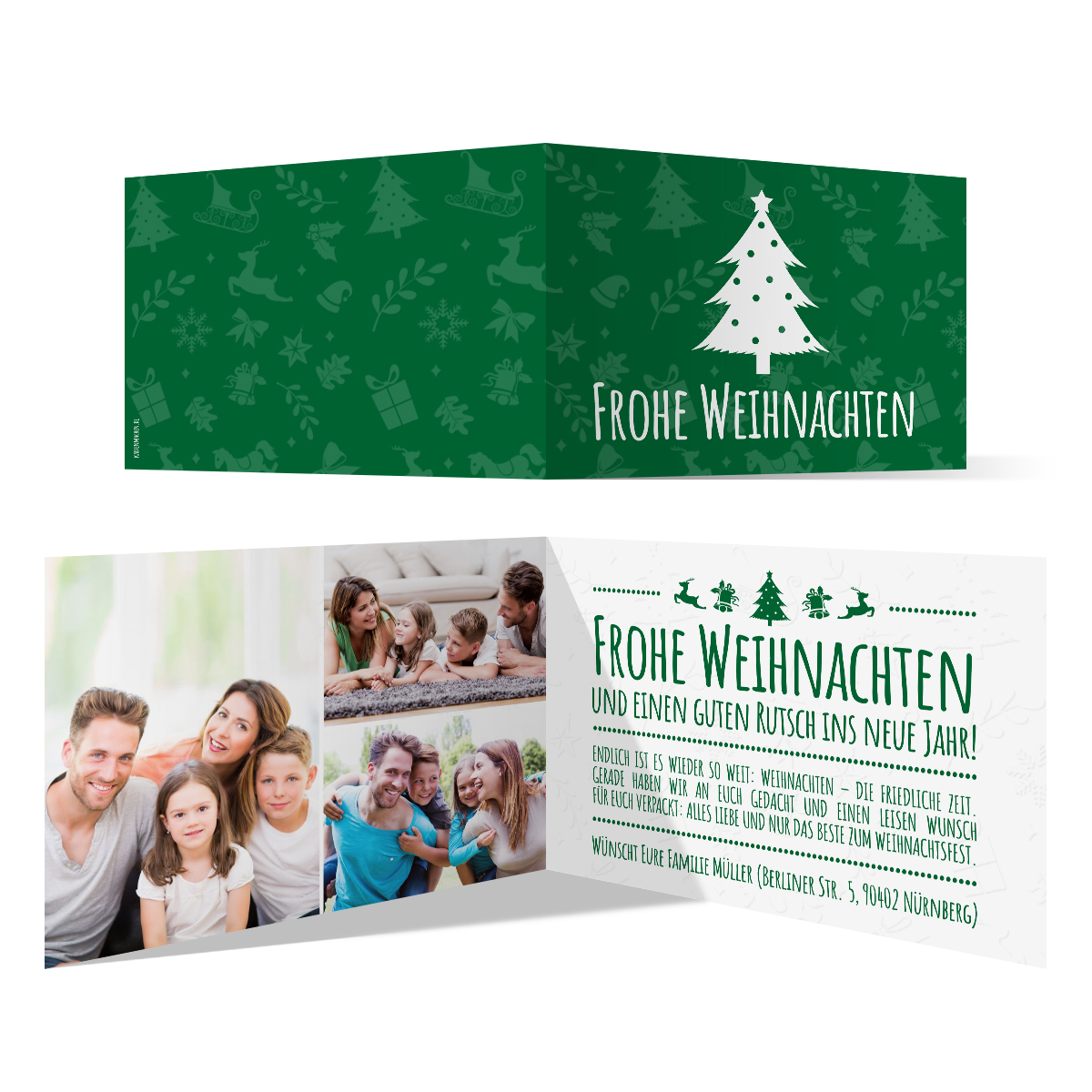 Weihnachtskarten - Fotoklappkarte Weihnachtsbaum in Grün