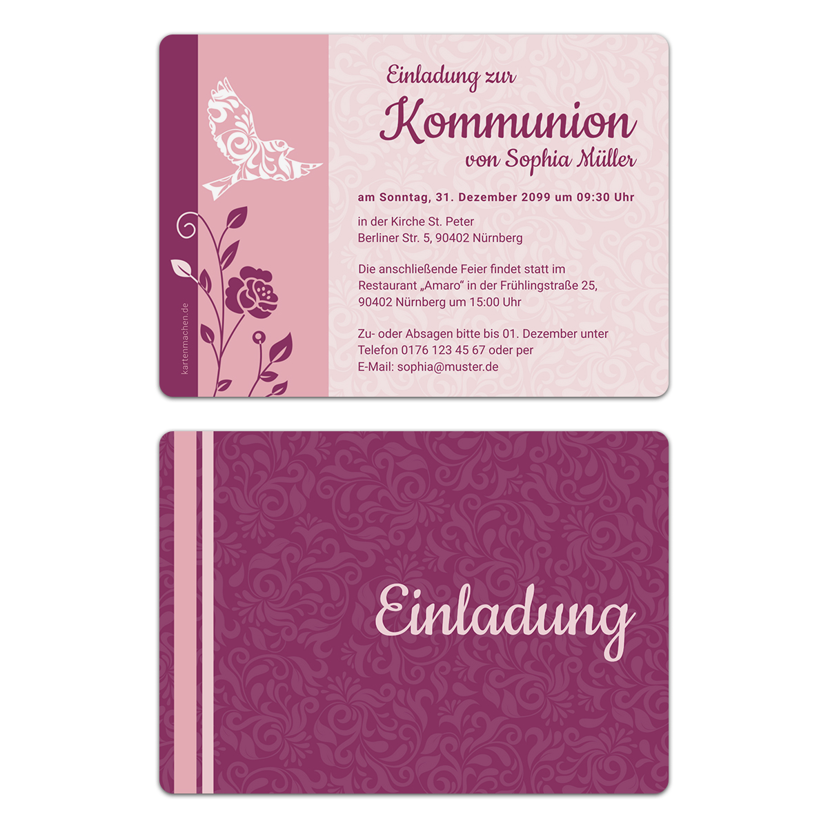 Einladungen Kommunion - Friedenstaube