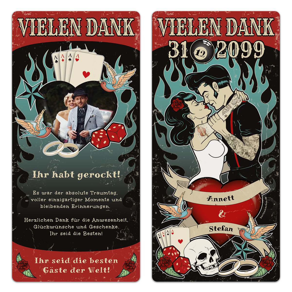 Dankeskarten zur Hochzeit  - Rockabilly