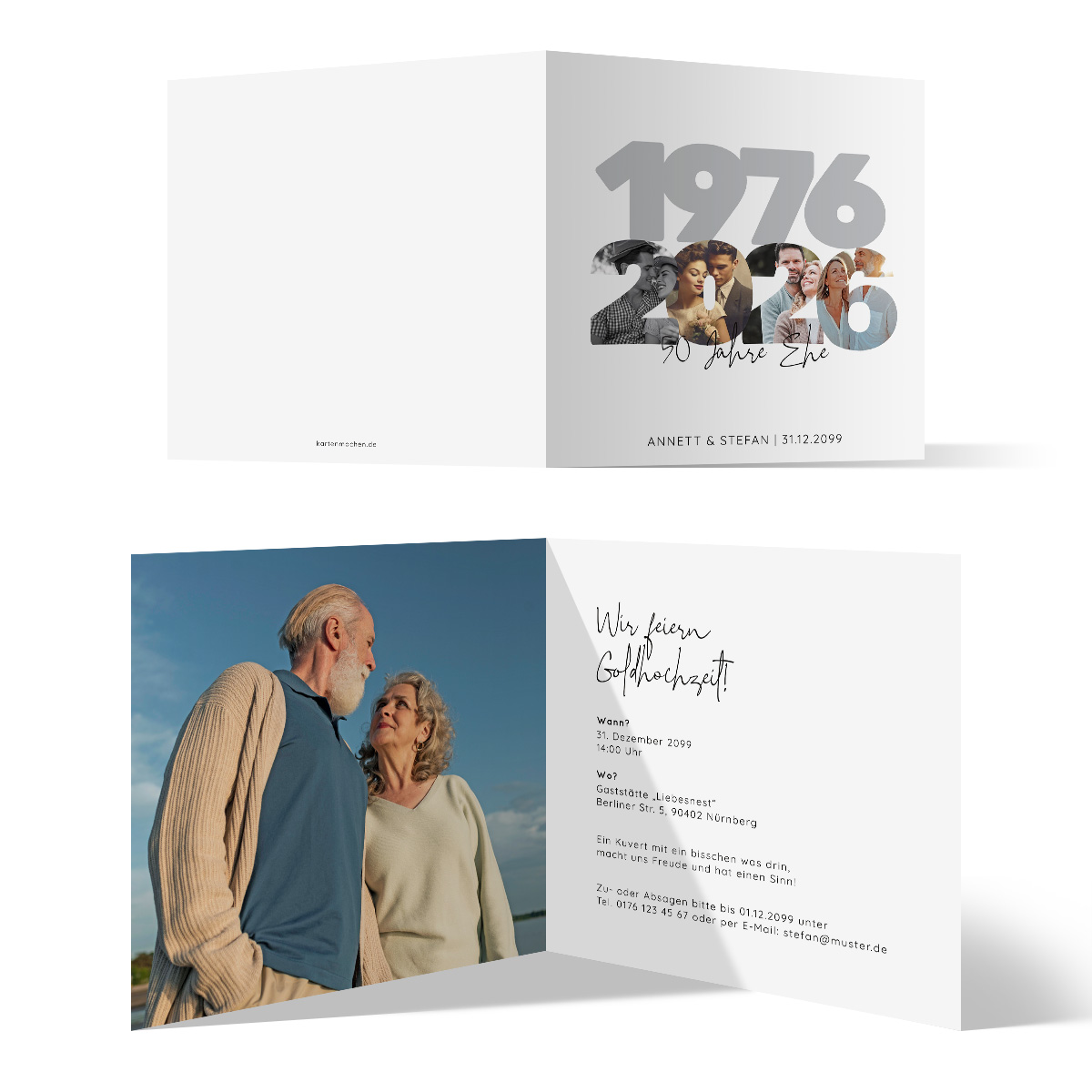 Goldhochzeit Einladungskarten - Zahlenbilder