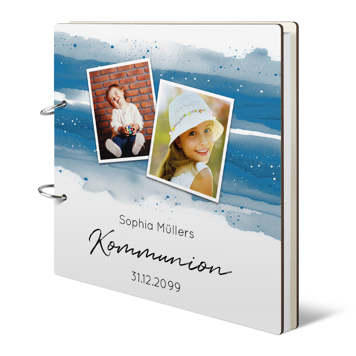 Personalisiertes Kommunion Gästebuch - Foto Aquarell
