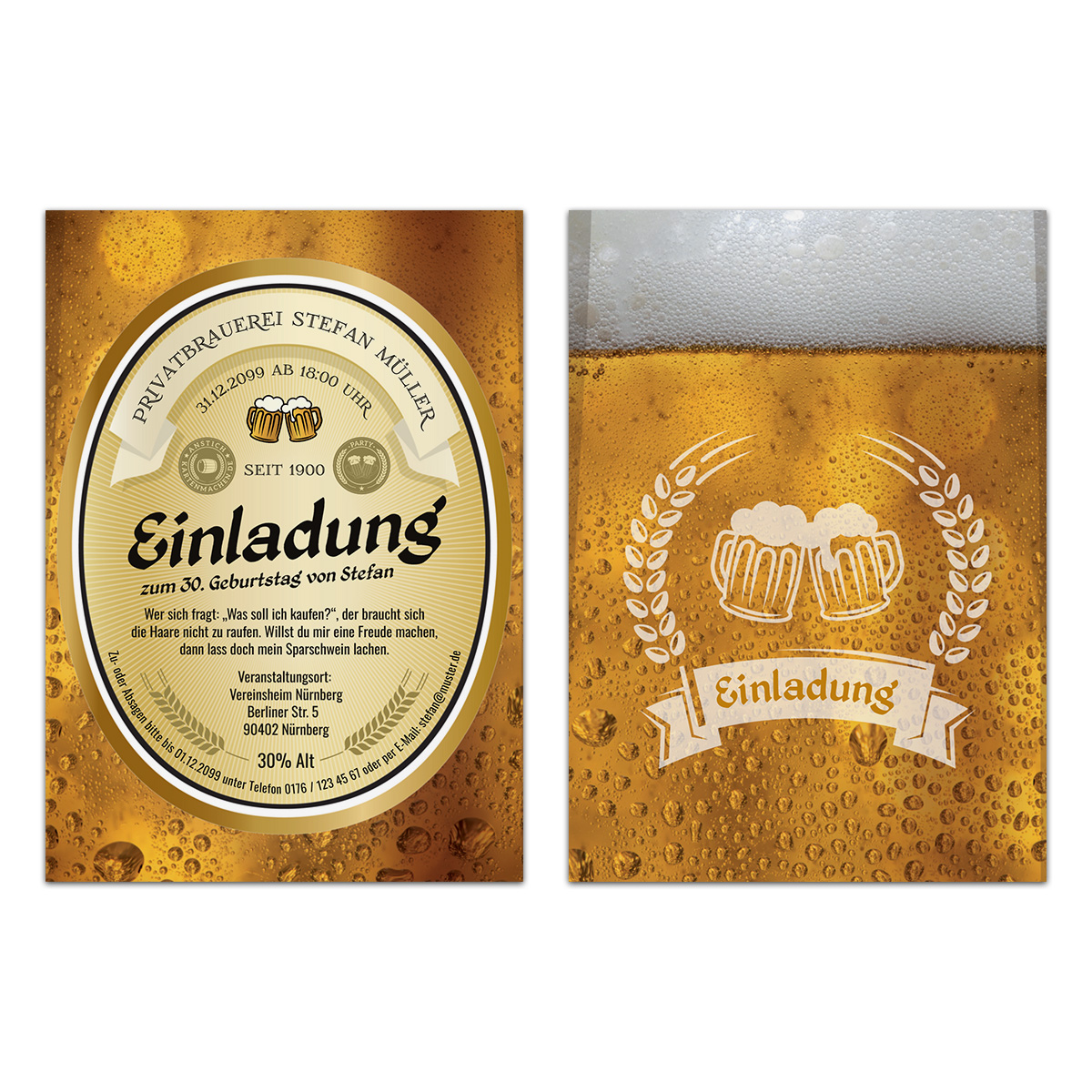 Einladungskarte im Bieretikett 