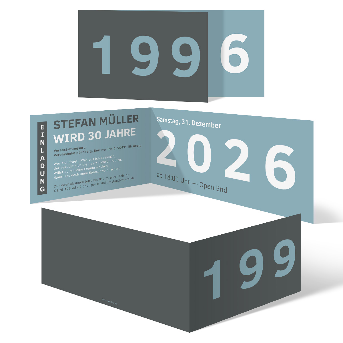 Runder Geburtstag 30 Jahre Einladungen - Jahrzehnt Sprung