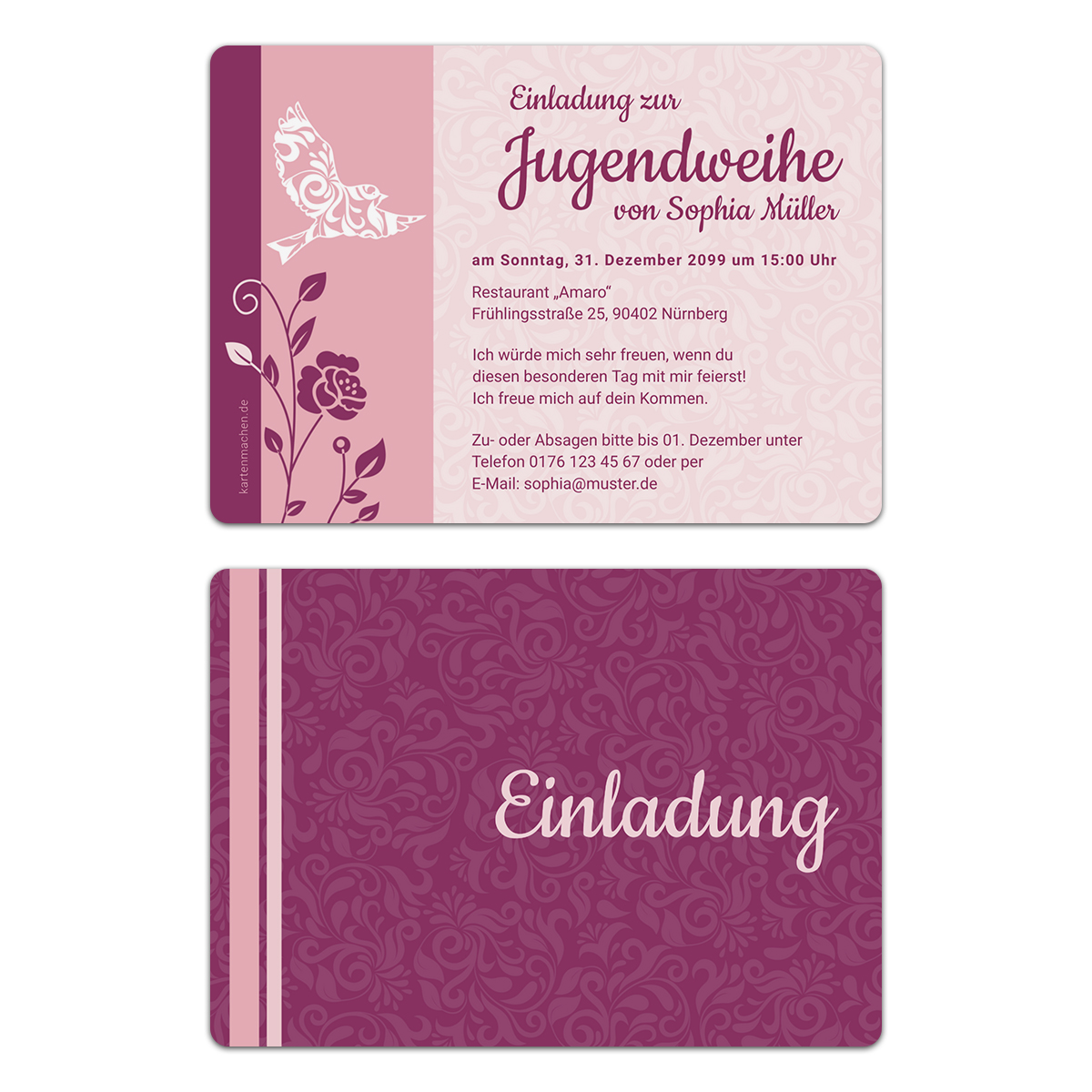 Jugendweihe Einladungskarten - Friedenstaube