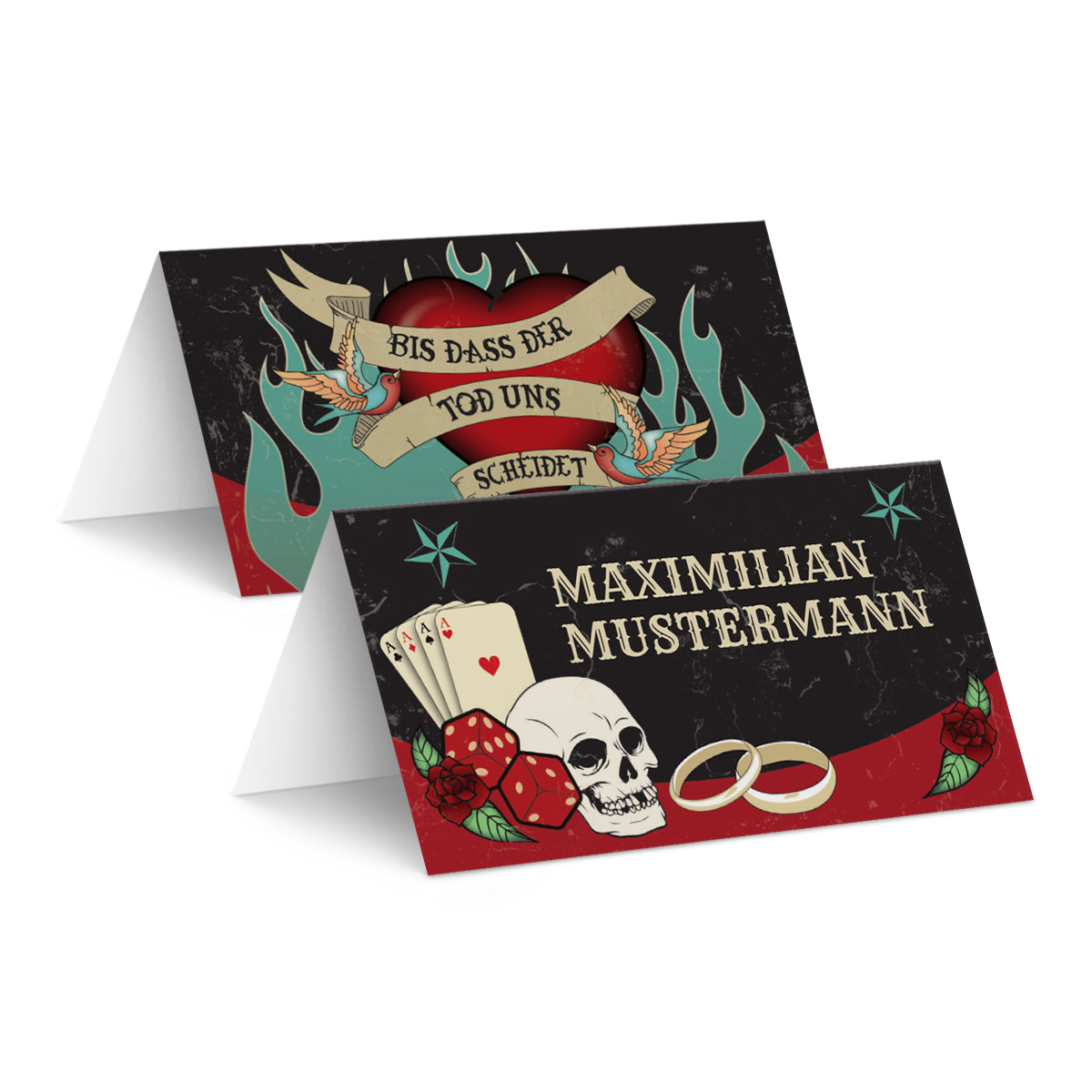 Tischkarten zur Hochzeit - Rockabilly