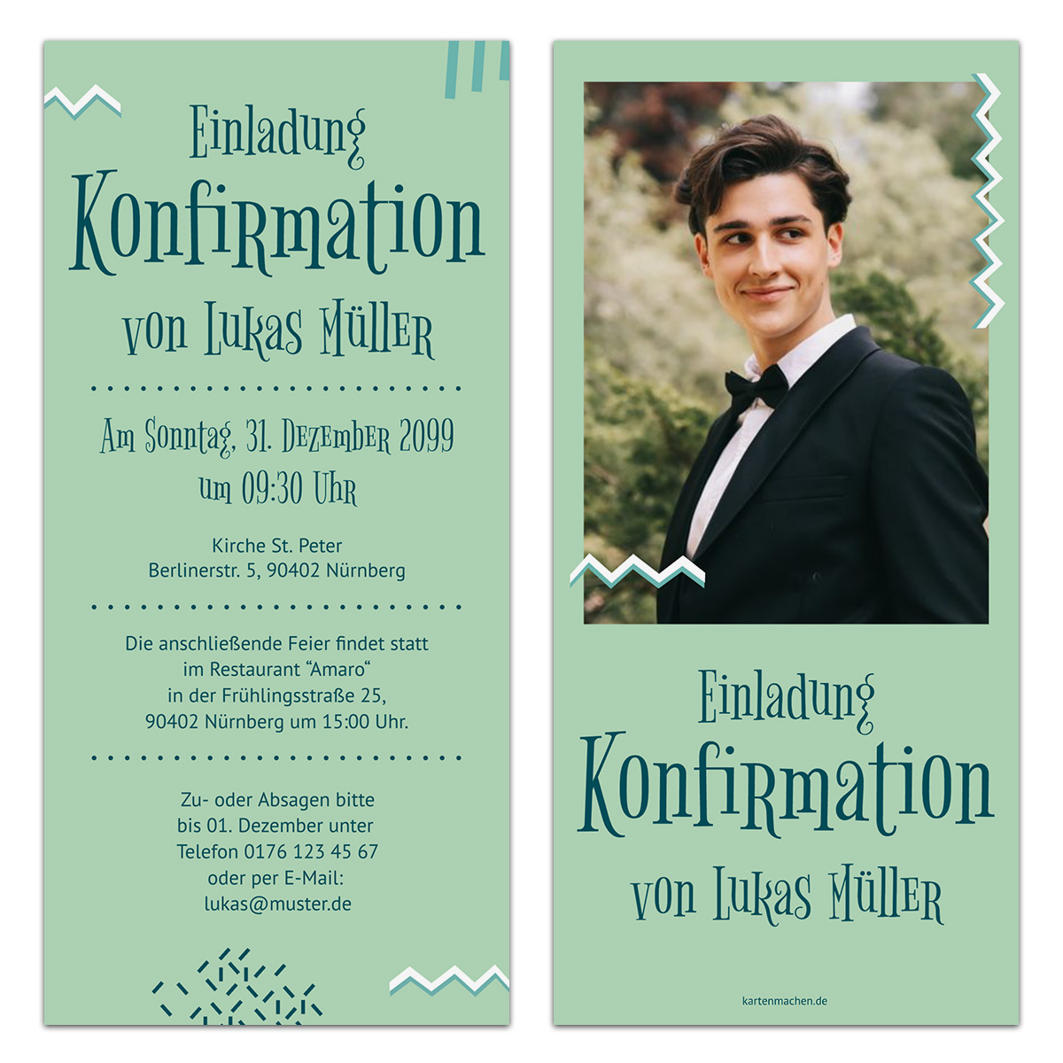 Konfirmation Einladungskarten - Verspieltes Zickzack