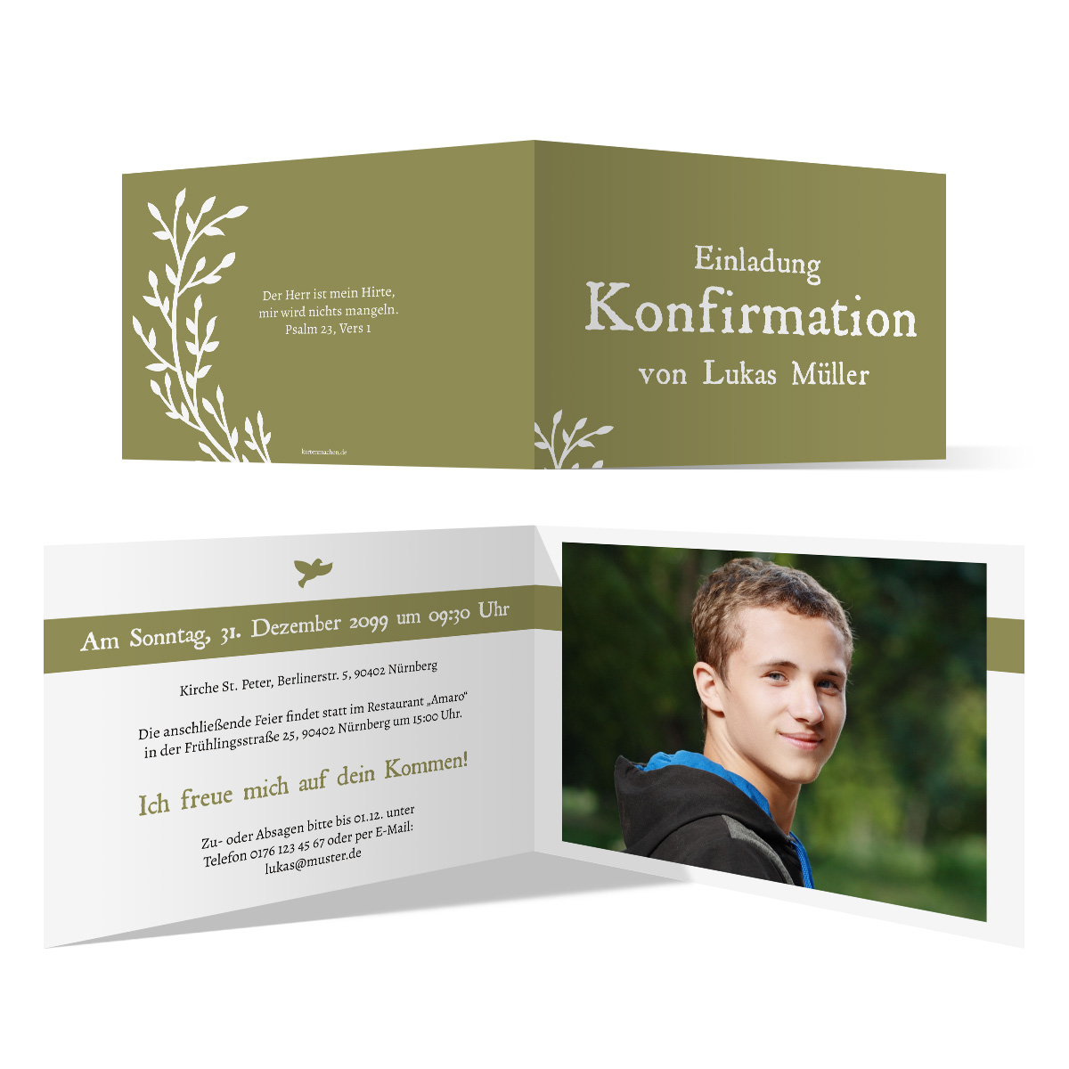 Konfirmation Einladungskarten - Wachsende Knospen