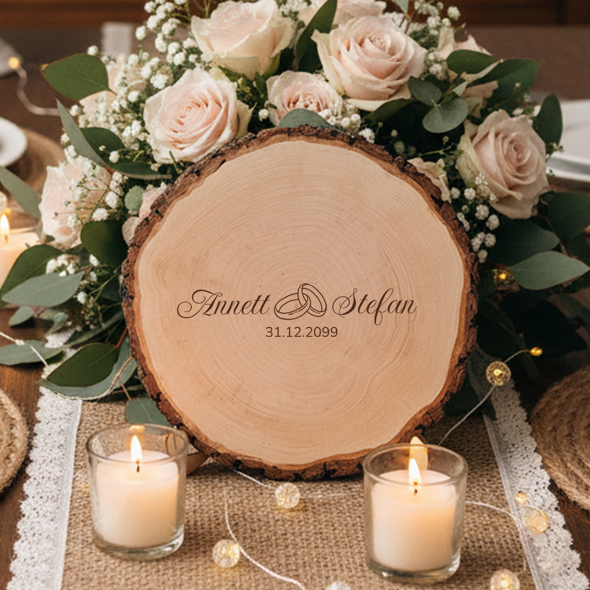 Baumscheibe mit Gravur - Ringe