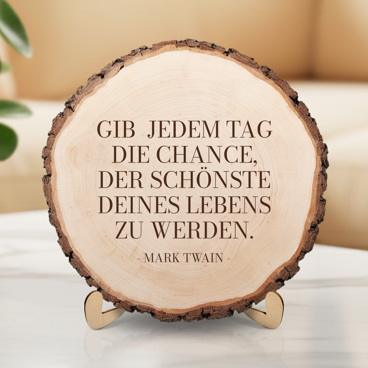 Baumscheibe mit Gravur - Zitat