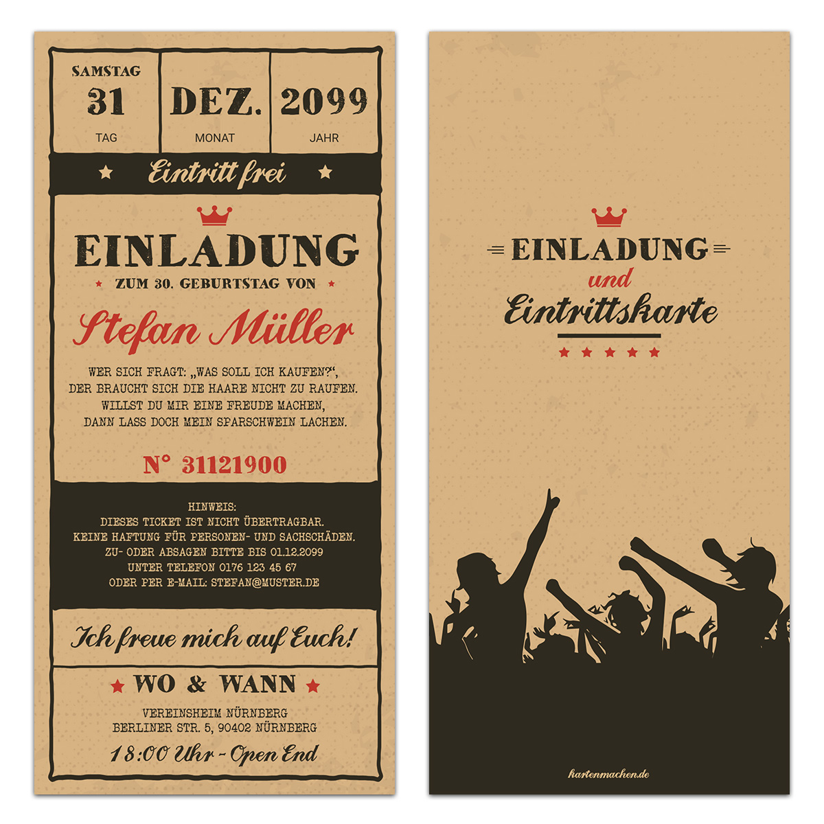 Geburtstagseinladungen - Vintage Ticket