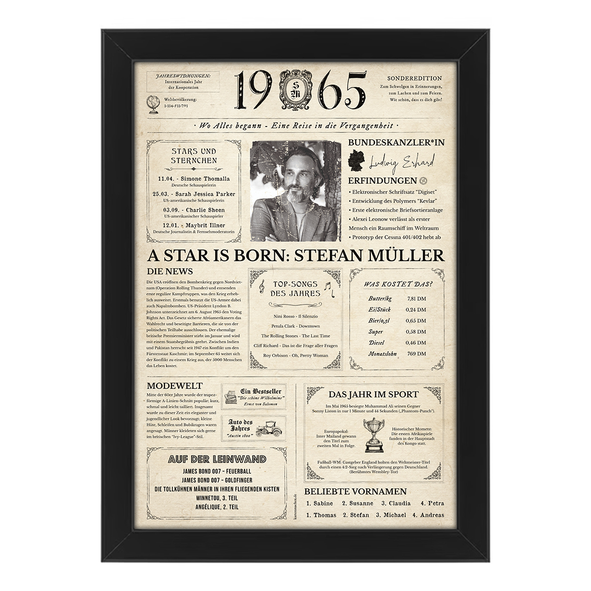Personalisiertes Foto Poster - Geburtsjahr 1965 - Geschenk zum 61. Geburtstag