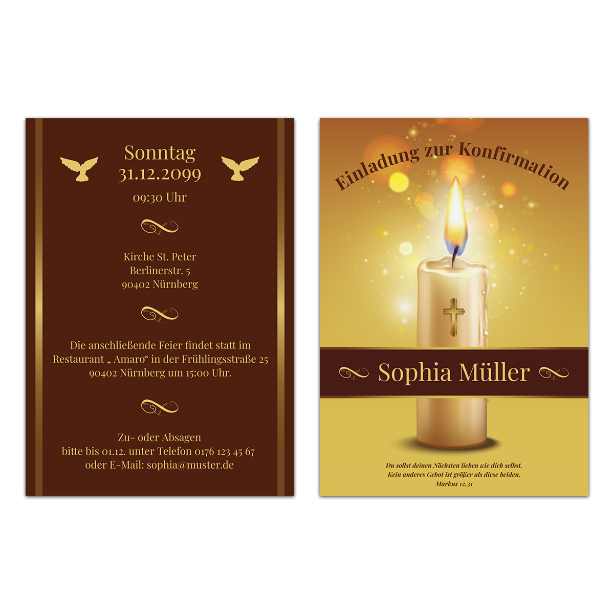 Konfirmation Einladungskarten - Konfirmationskerze