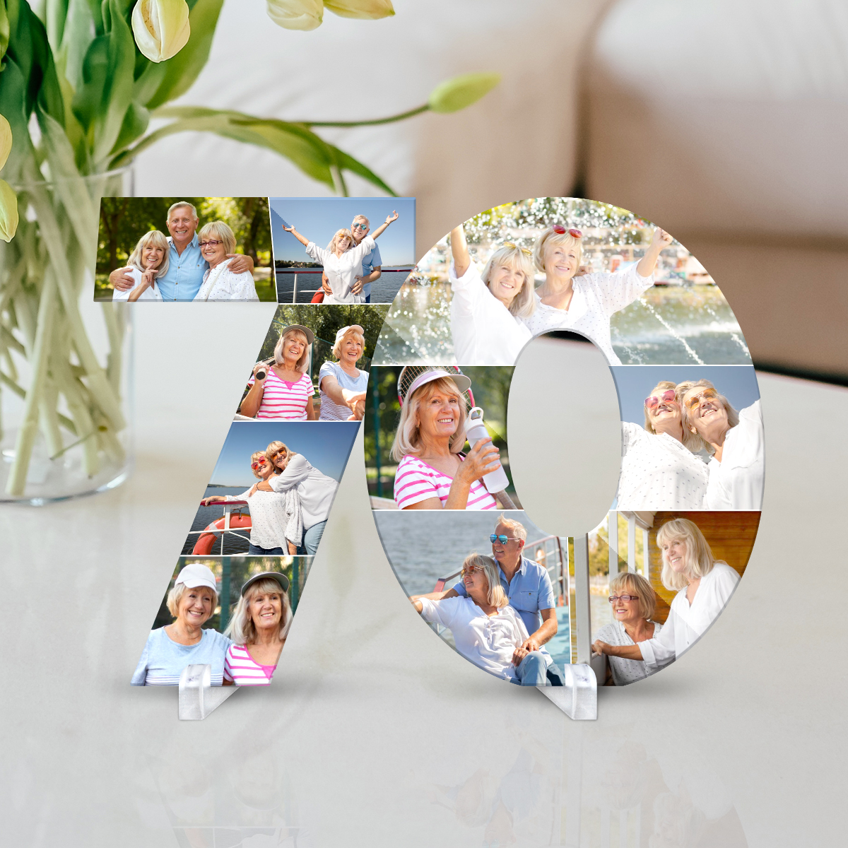 Personalisierte Acrylglas Fotocollage - 70. Geburtstag