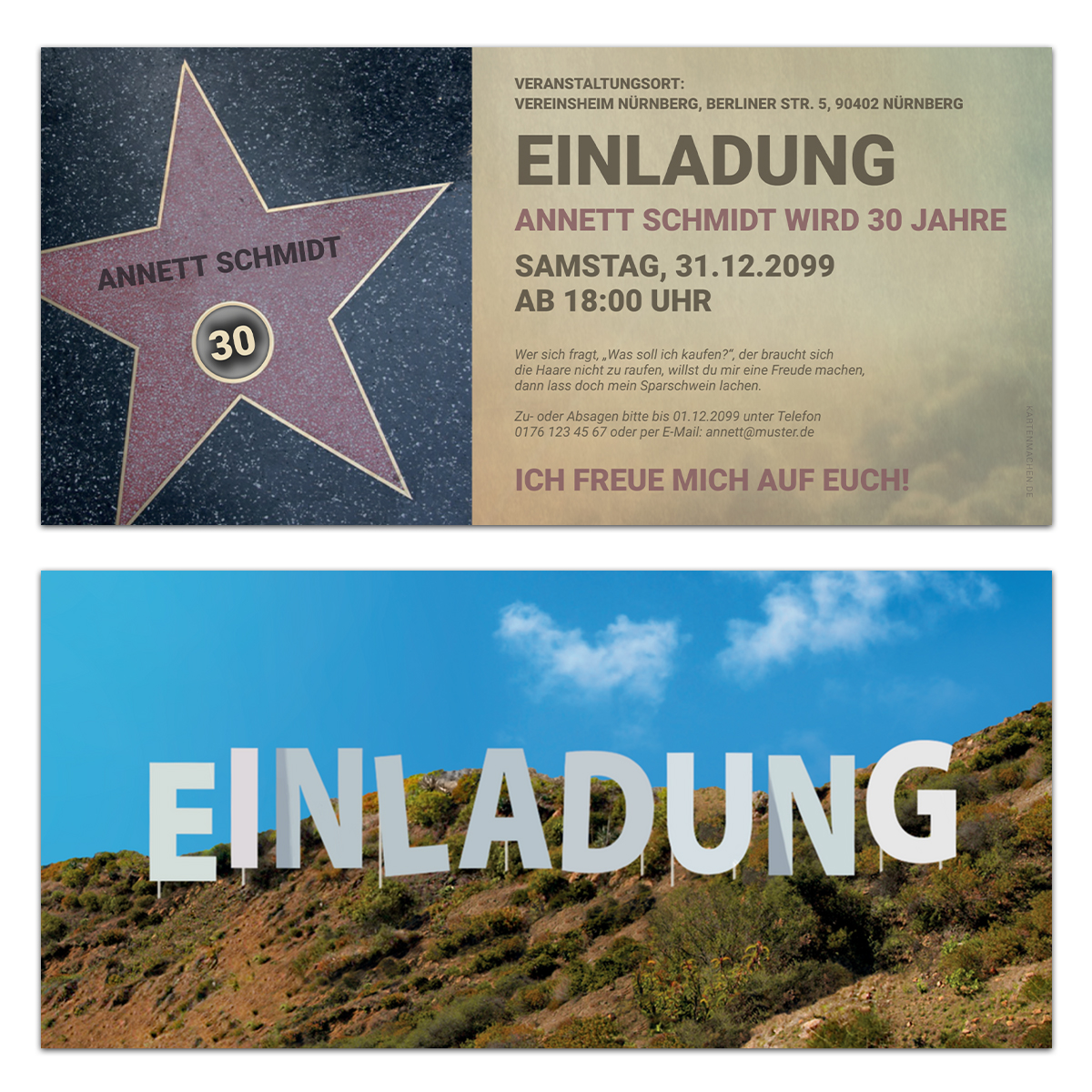 Geburtstagseinladungen - Hollywood