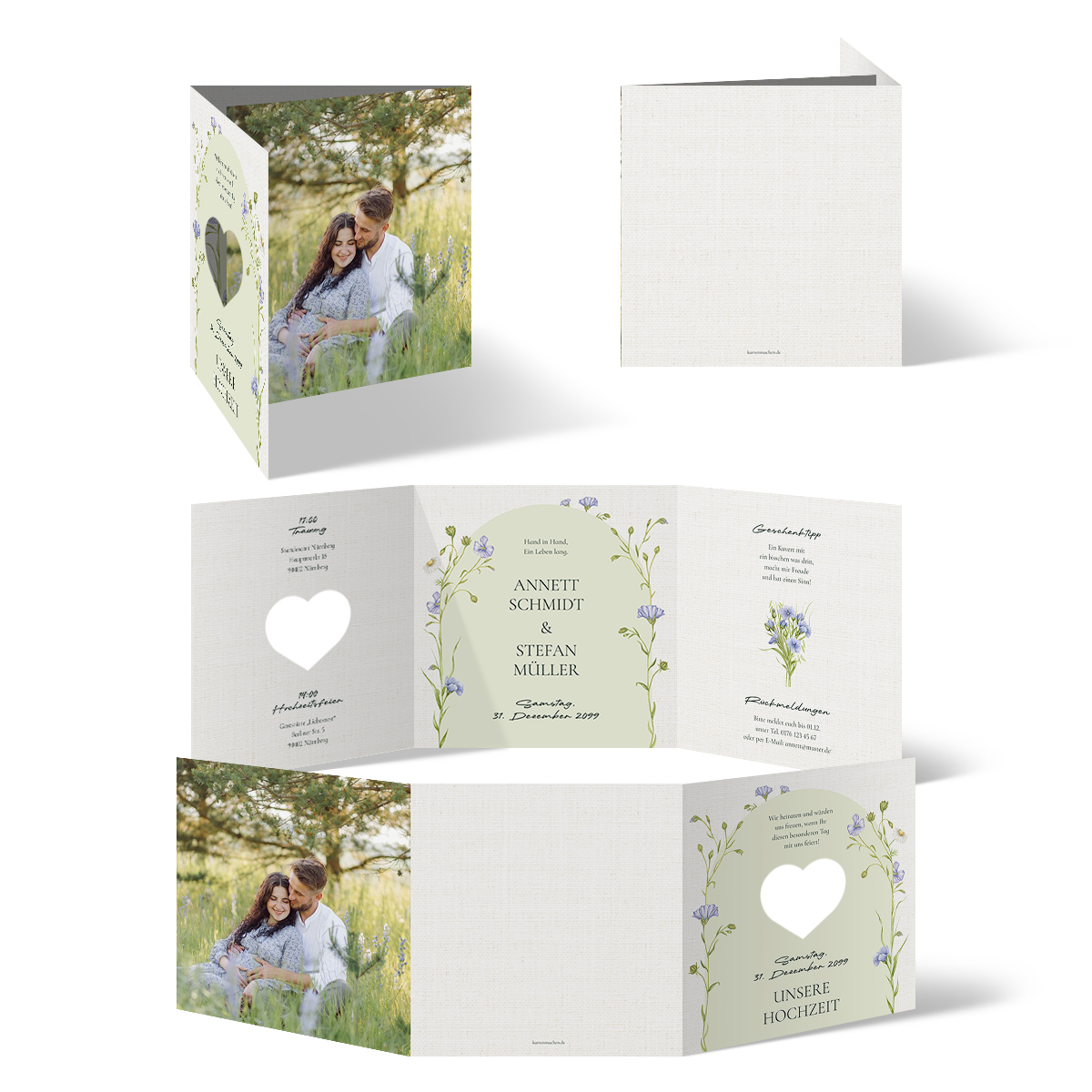 Hochzeitseinladung - Blumenbogen