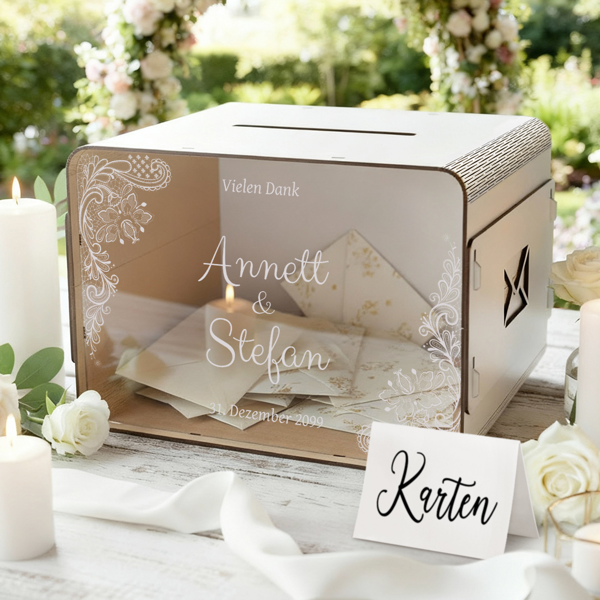 Personalisierte Hochzeit Geschenkkartenbox - Rustikal