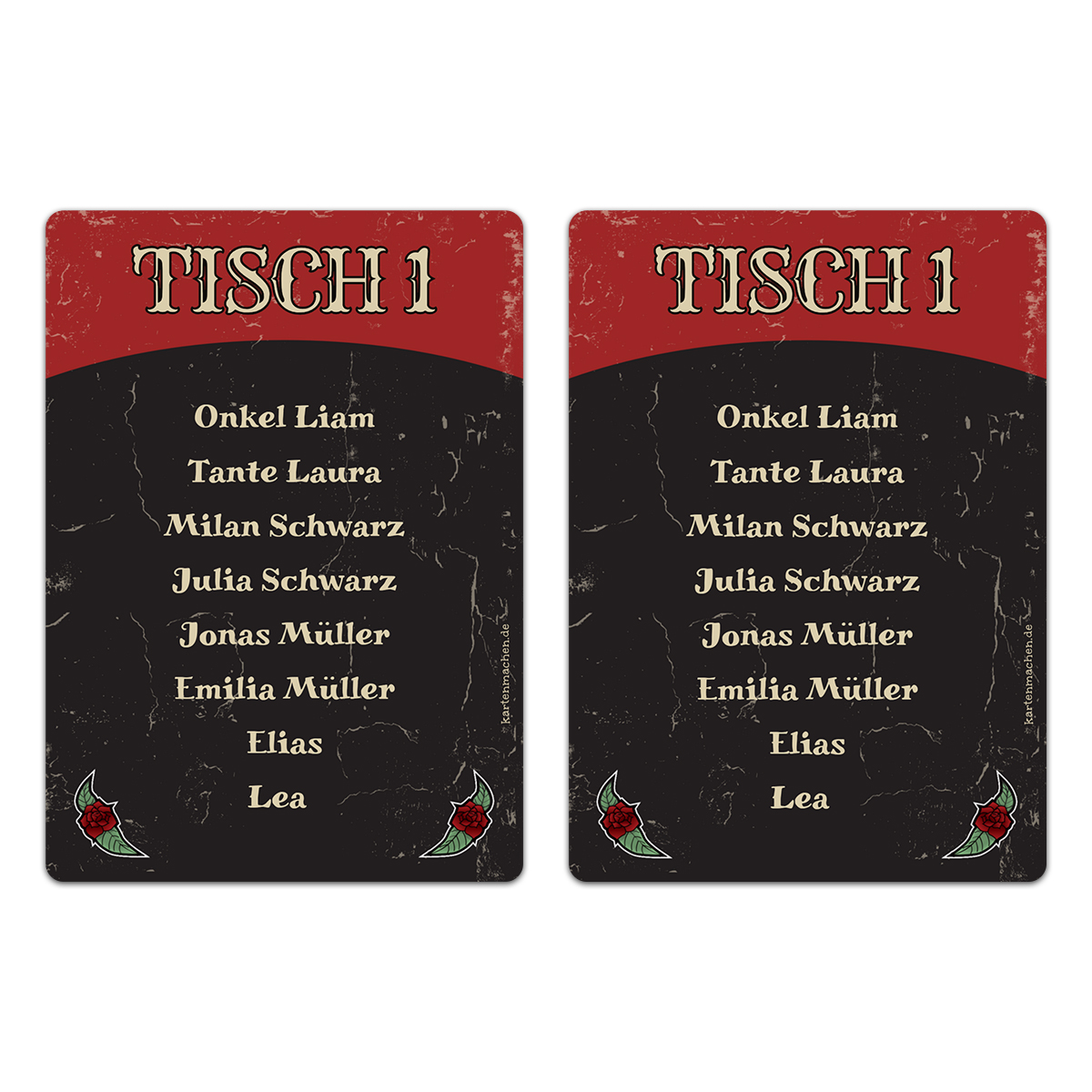 Hochzeit Tisch Sitzplan - Rockabilly