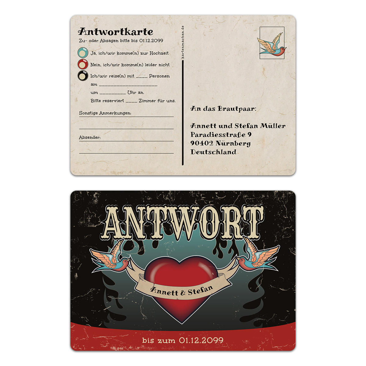 Antwortkarten Hochzeit - Rockabilly