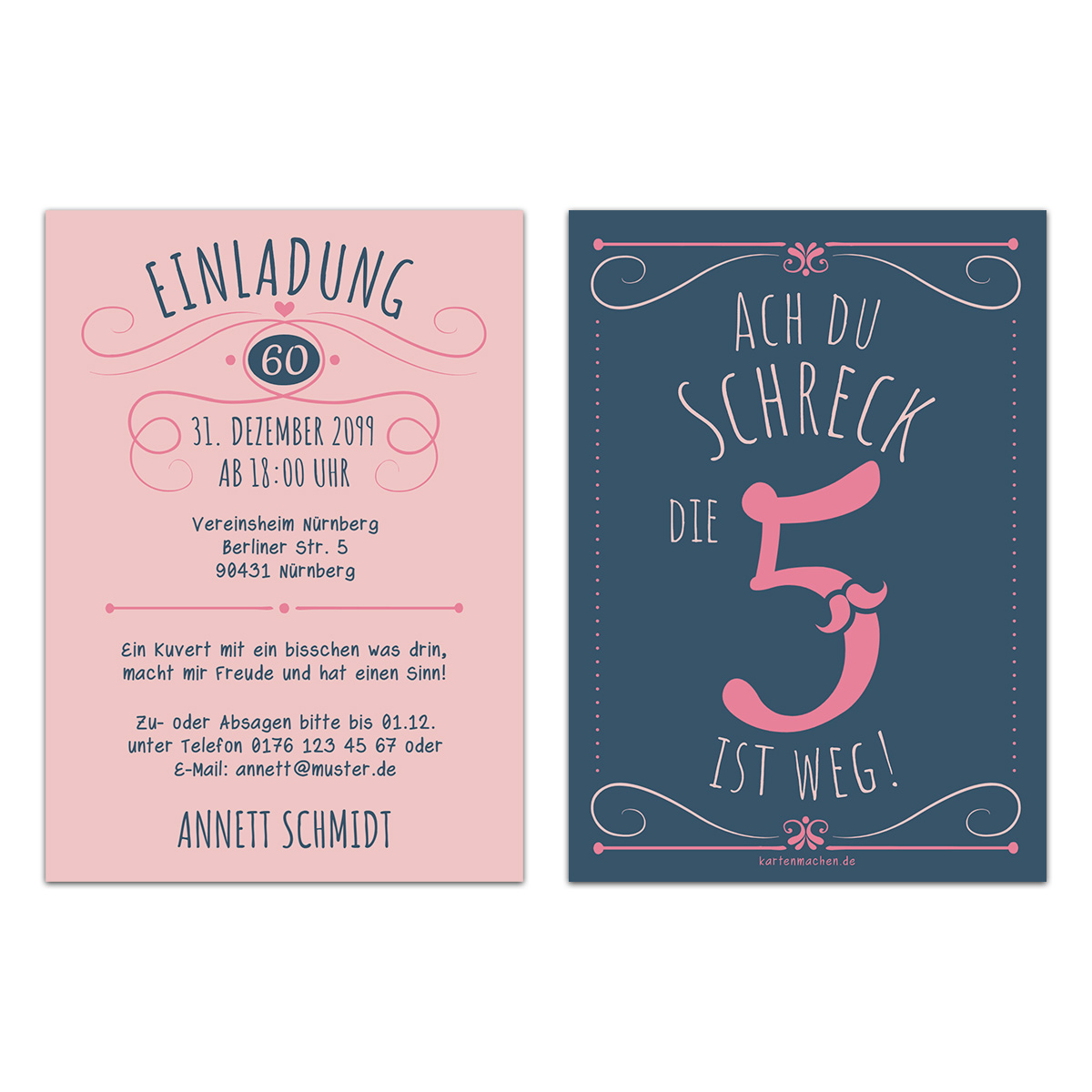 60. Geburtstag Einladungskarten - Die 5 ist weg