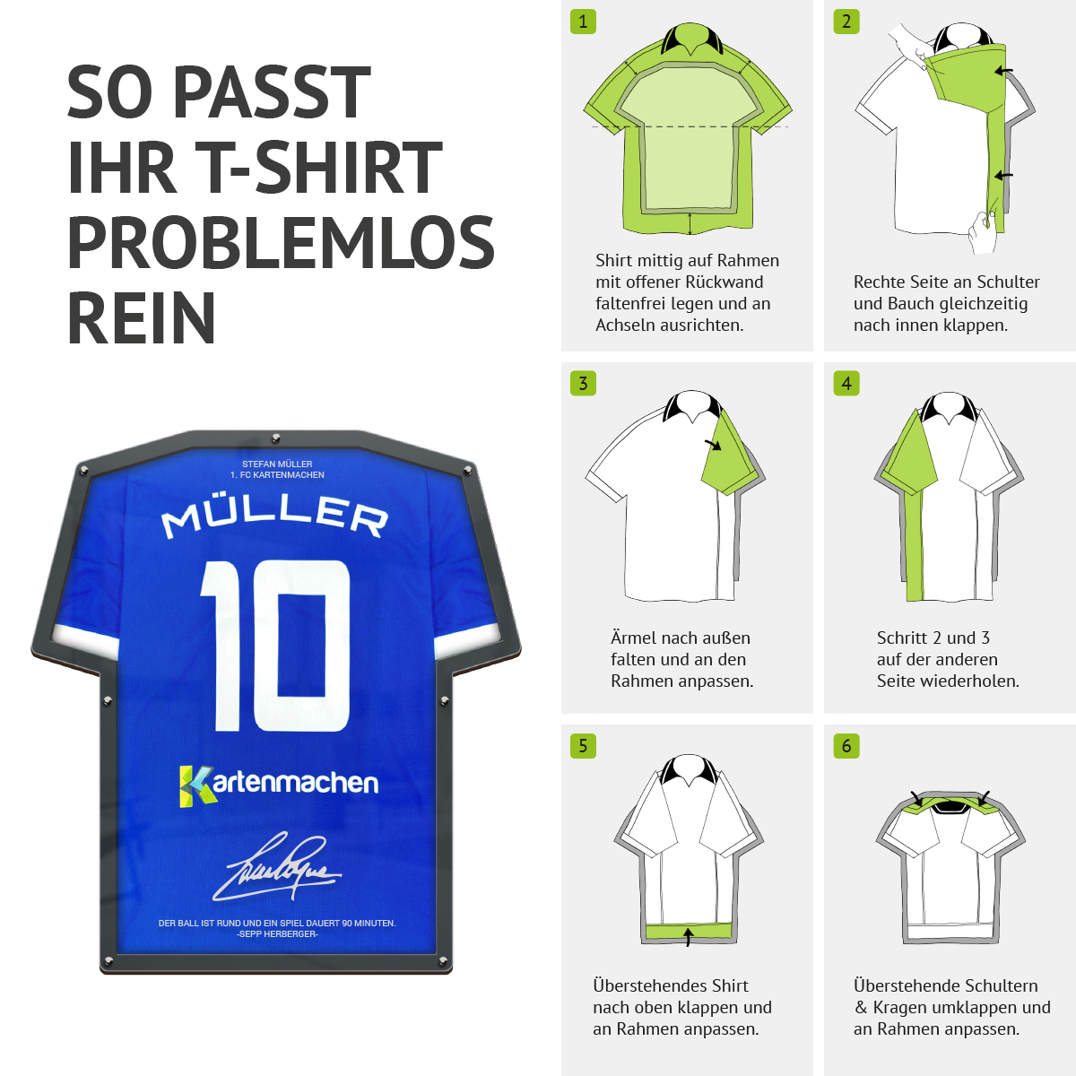 Trikotrahmen in T-Shirt-Form mit individueller Gravur