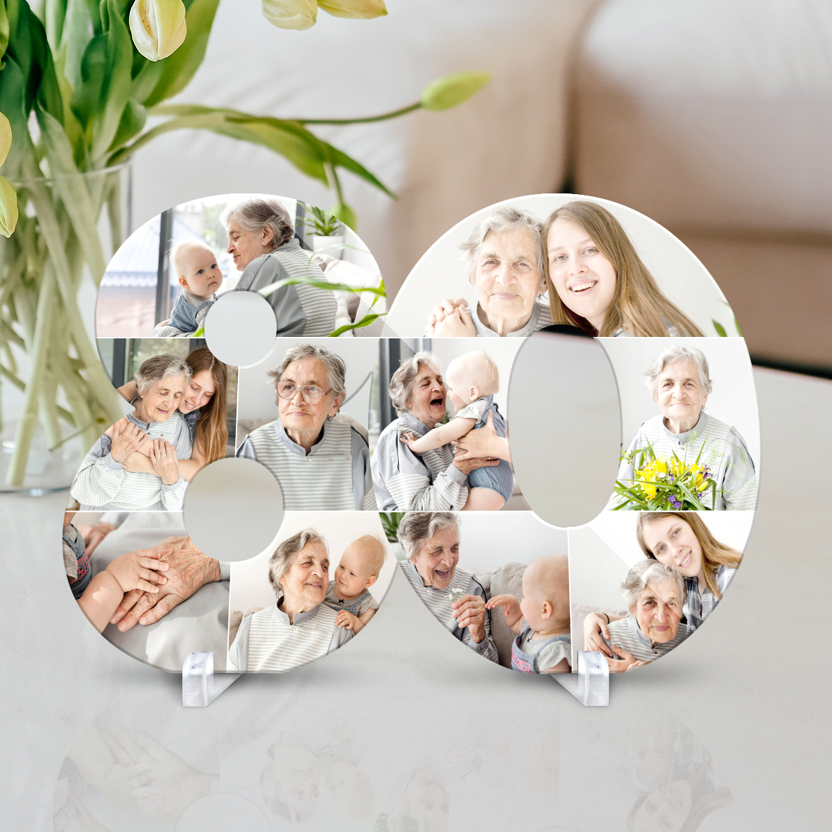 Personalisierte Acrylglas Fotocollage - 80. Geburtstag