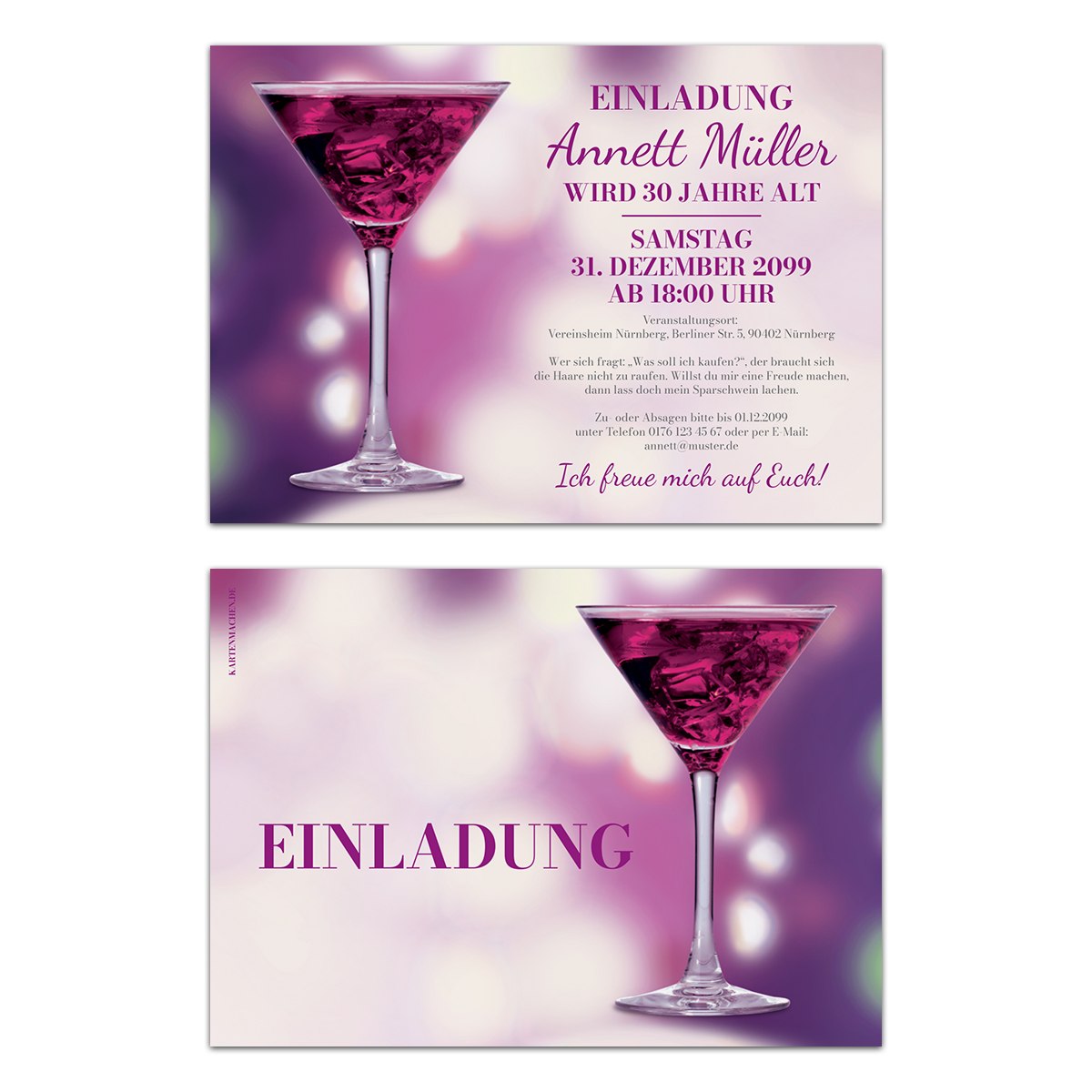 Geburtstag Partyeinladungen - Cocktails