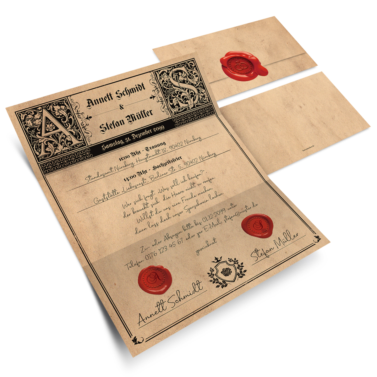  Hochzeitseinladungen - Siegelbrief