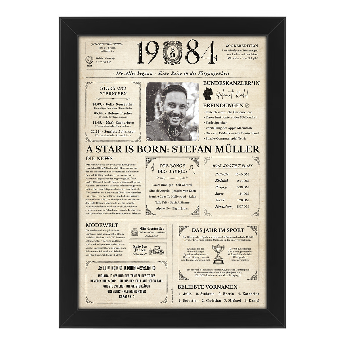 Personalisiertes Foto Poster - Geburtsjahr 1984 - Geschenk zum 42. Geburtstag