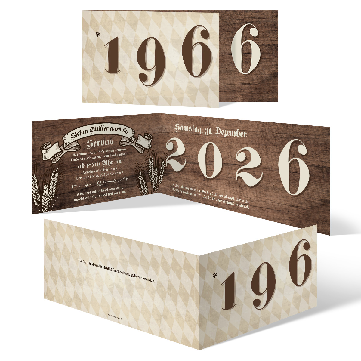 60. Geburtstag Einladungskarten - Bayerisches Holz