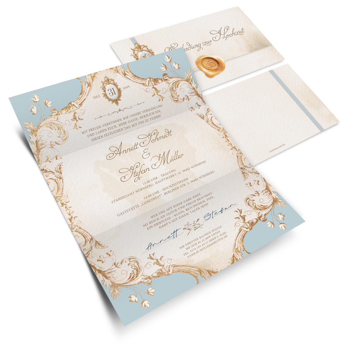 Hochzeit Einladungskarten - Rokoko