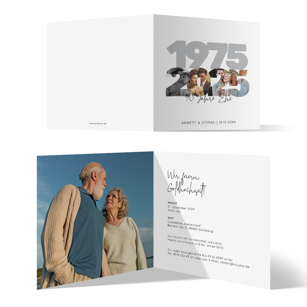 Goldhochzeit Einladungskarten - Zahlenbilder