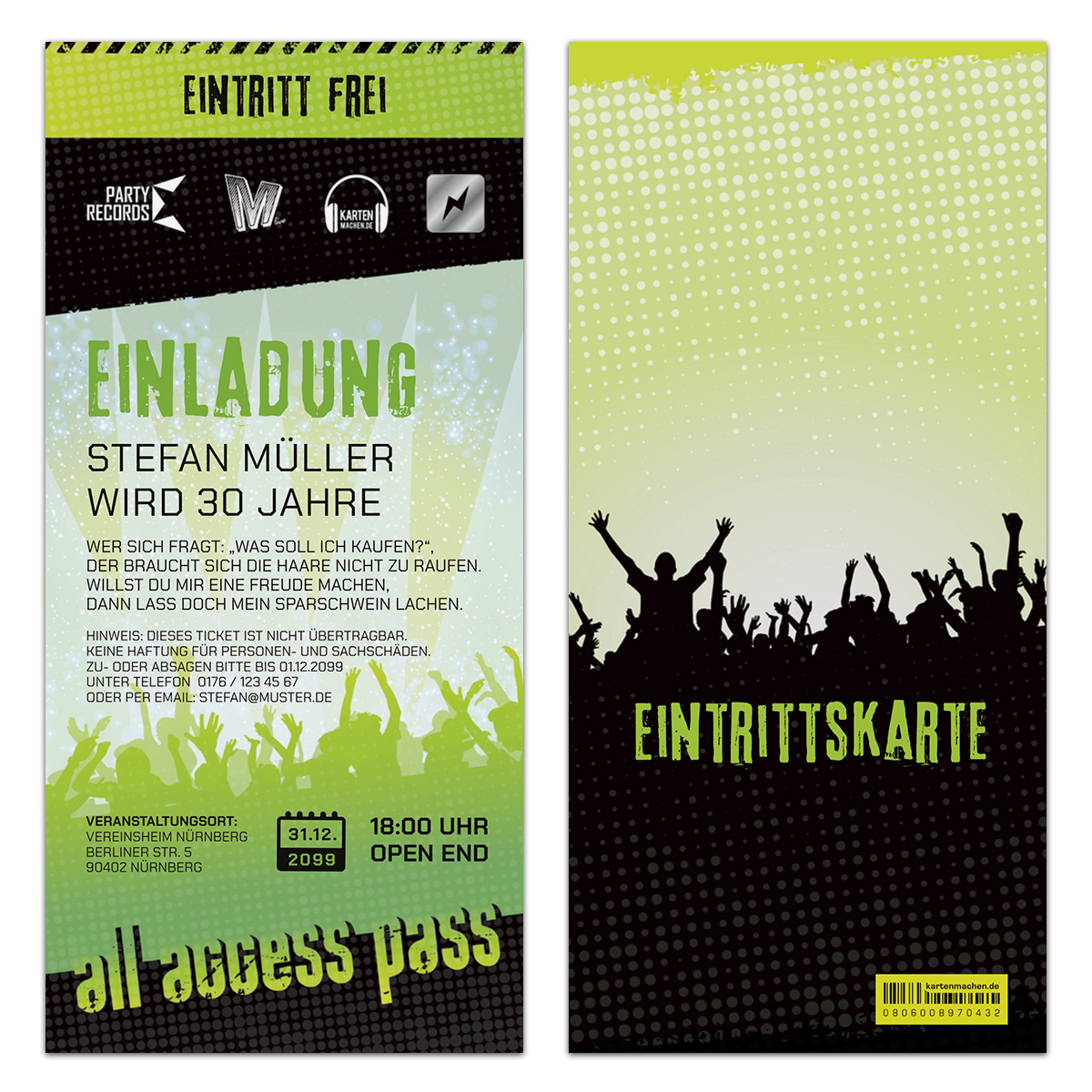 Einladungskarte als Konzertkarte