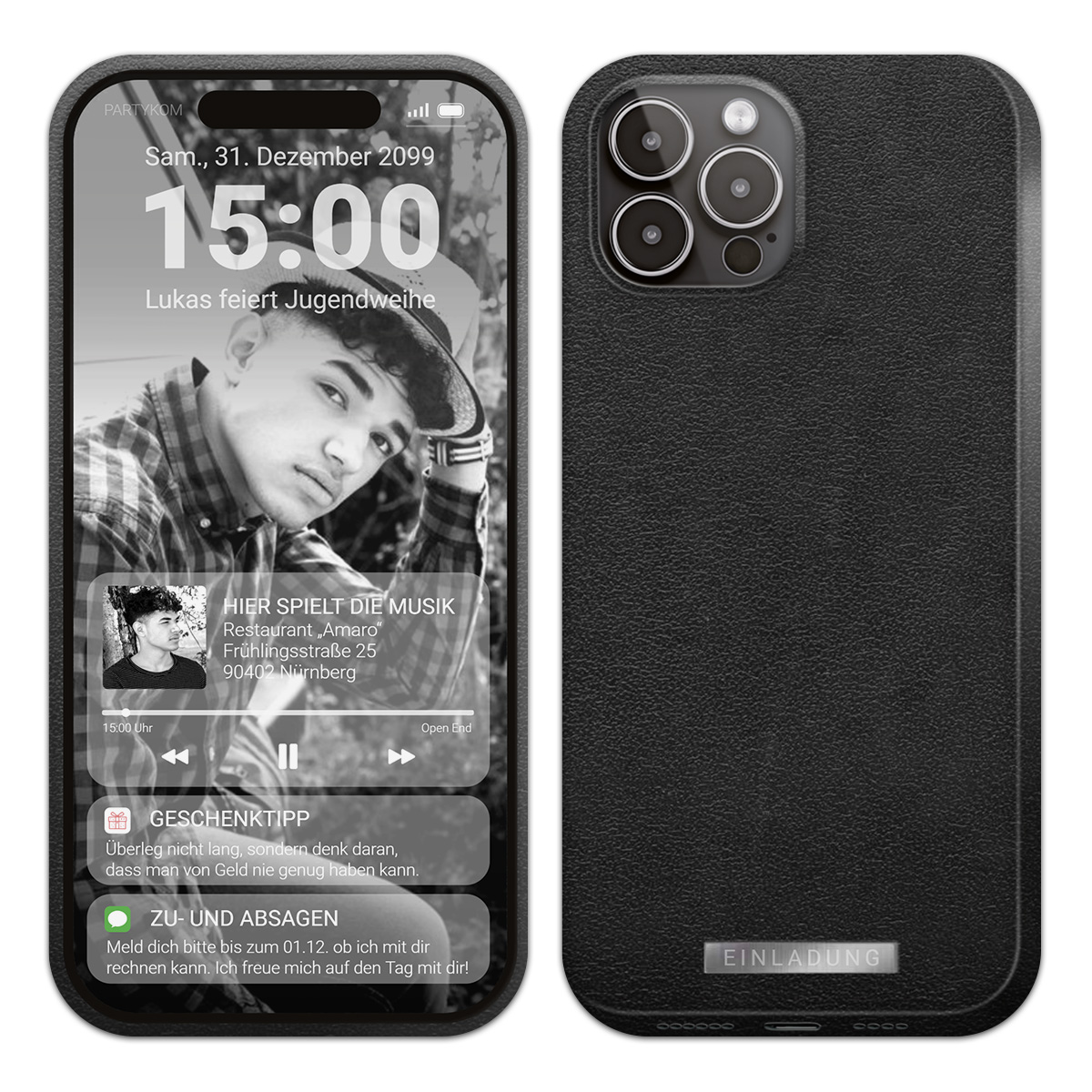 Jugendweihe Einladungen als Smartphone - Homescreen