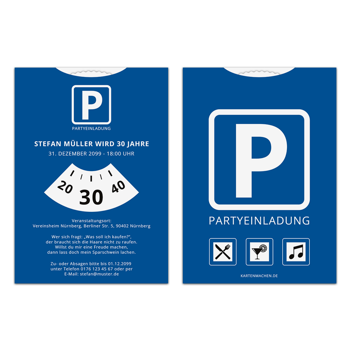 Einladungskarten als Parkscheibe