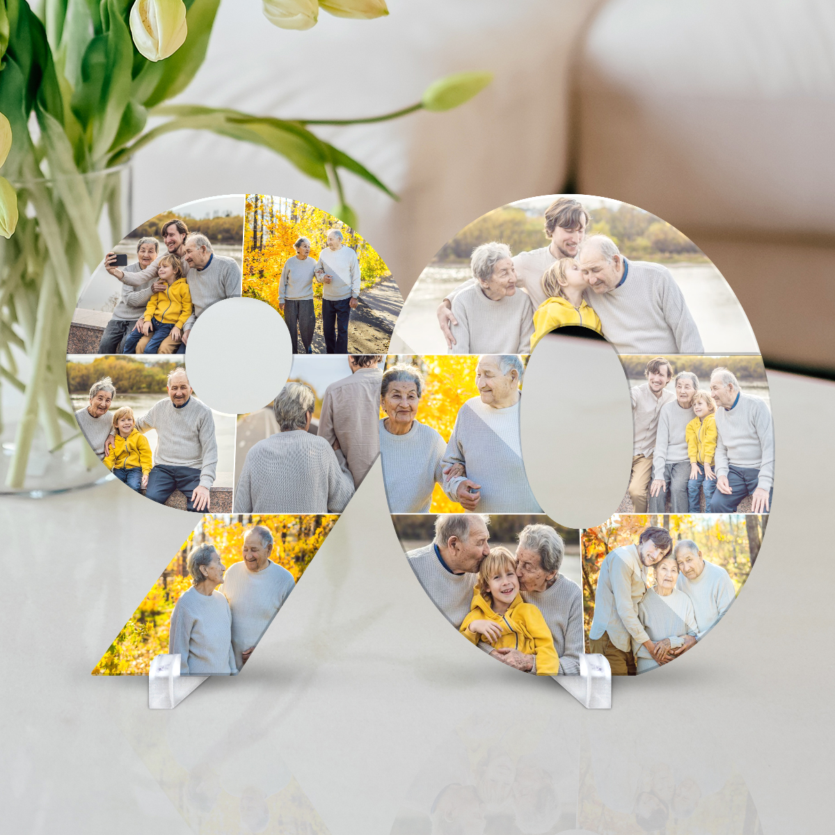Personalisierte Acrylglas Fotocollage - 90. Geburtstag
