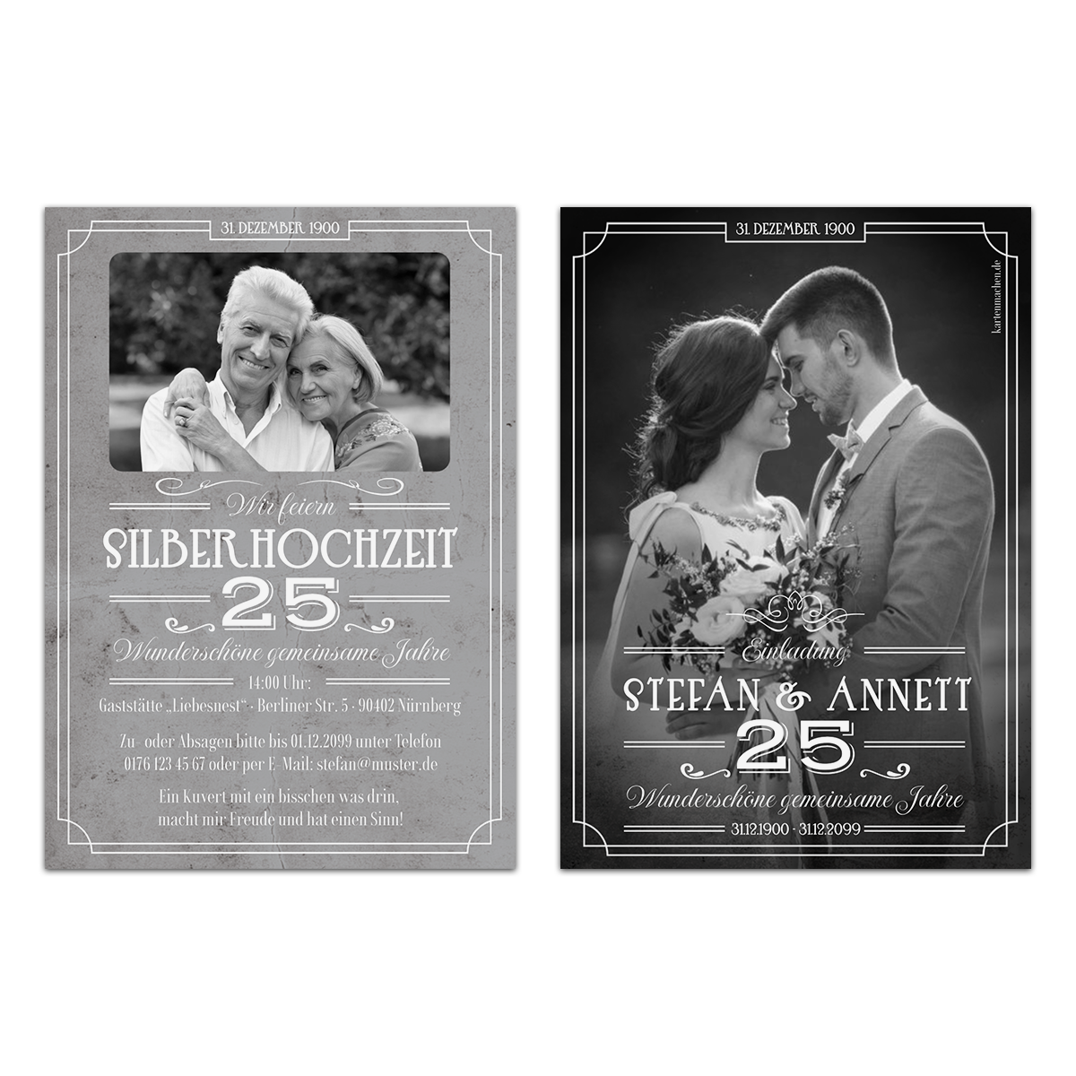 Hochzeitseinladungen Silberhochzeit - 25 wundervolle Jahre