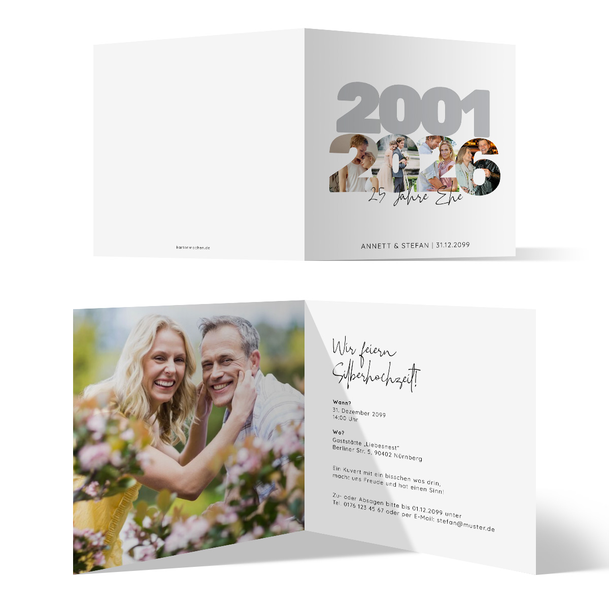 Silberhochzeit Einladungskarten - Zahlenbilder