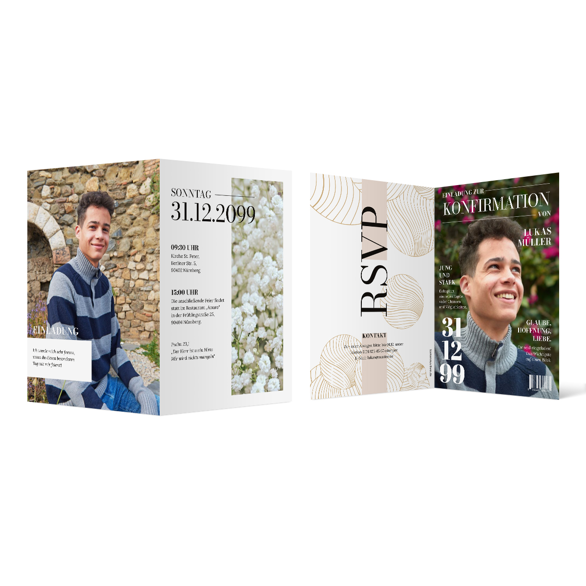 Konfirmation Einladungen im Magazin-Stil