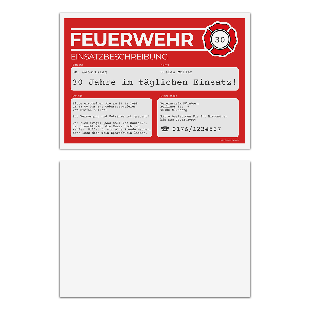 Einladungskarten - Feuerwehr