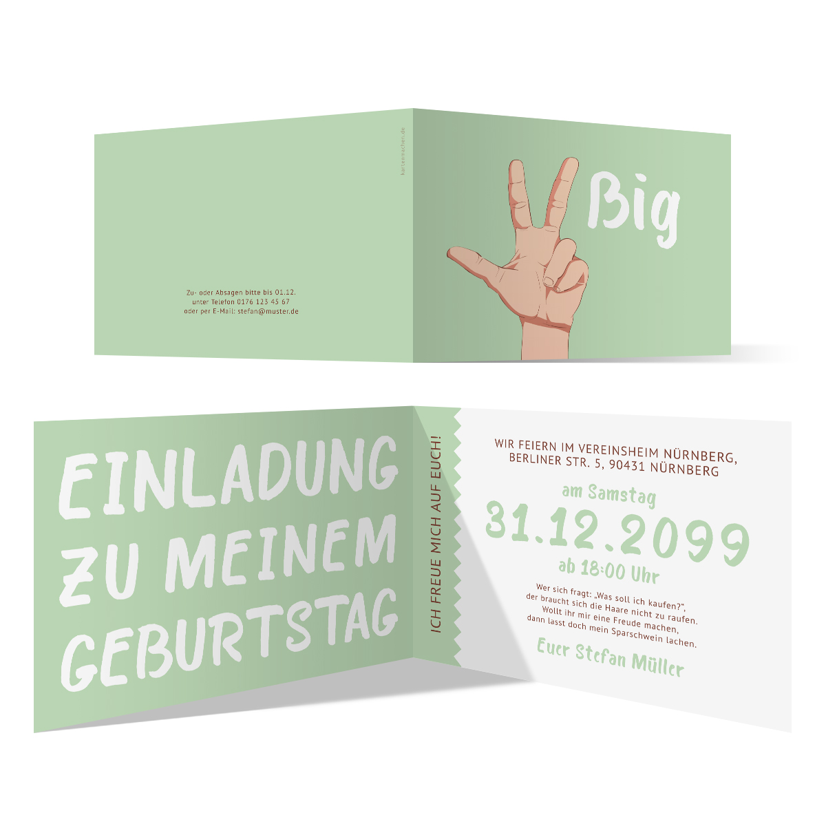 Einladungen runder Geburtstag 30 Jahre - Handzeichen