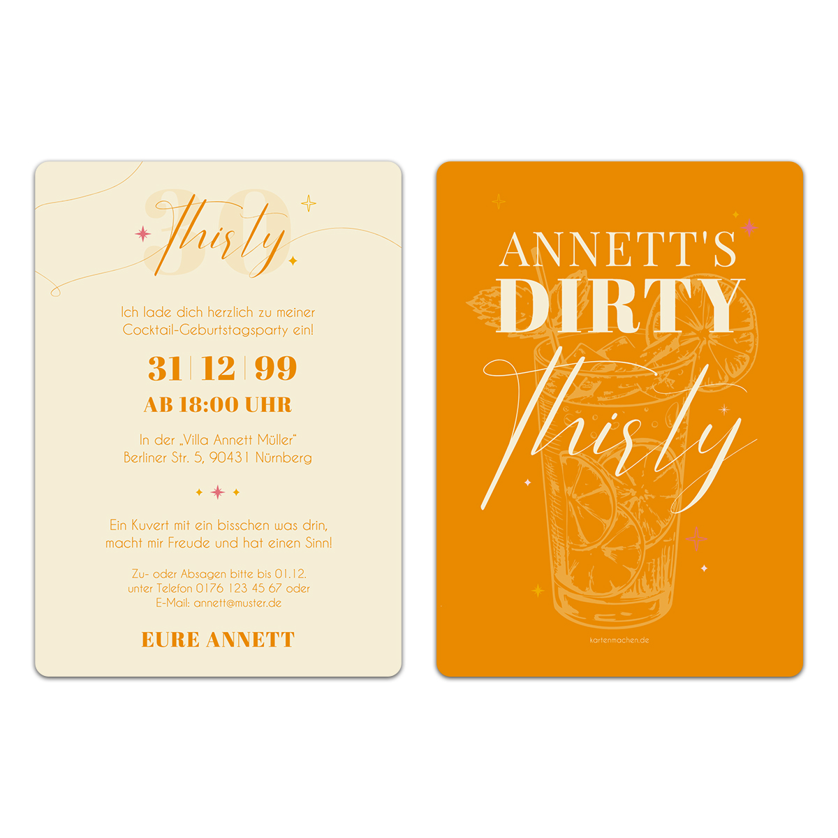 30. Geburtstag Einladungskarten - Dirty Thirty