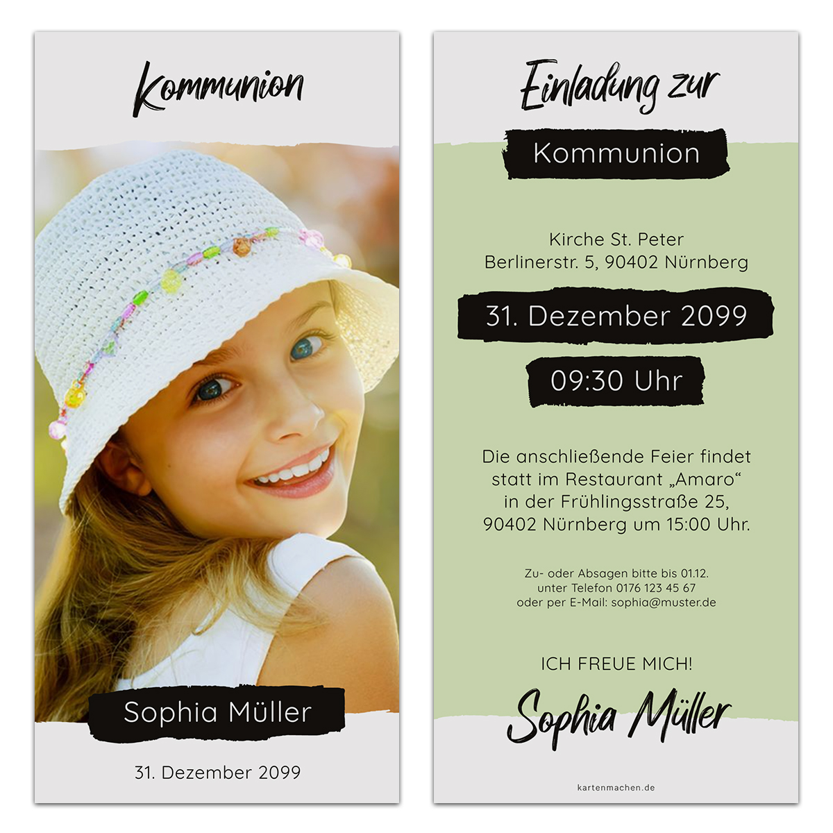 Kommunion Einladungskarten - Blütentraum 