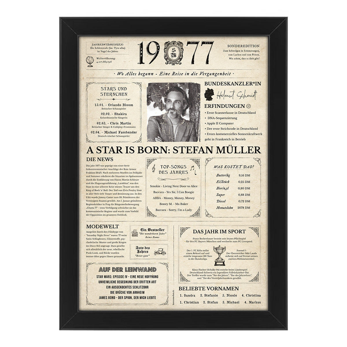 Personalisiertes Foto Poster - Geburtsjahr 1977 - Geschenk zum 49. Geburtstag