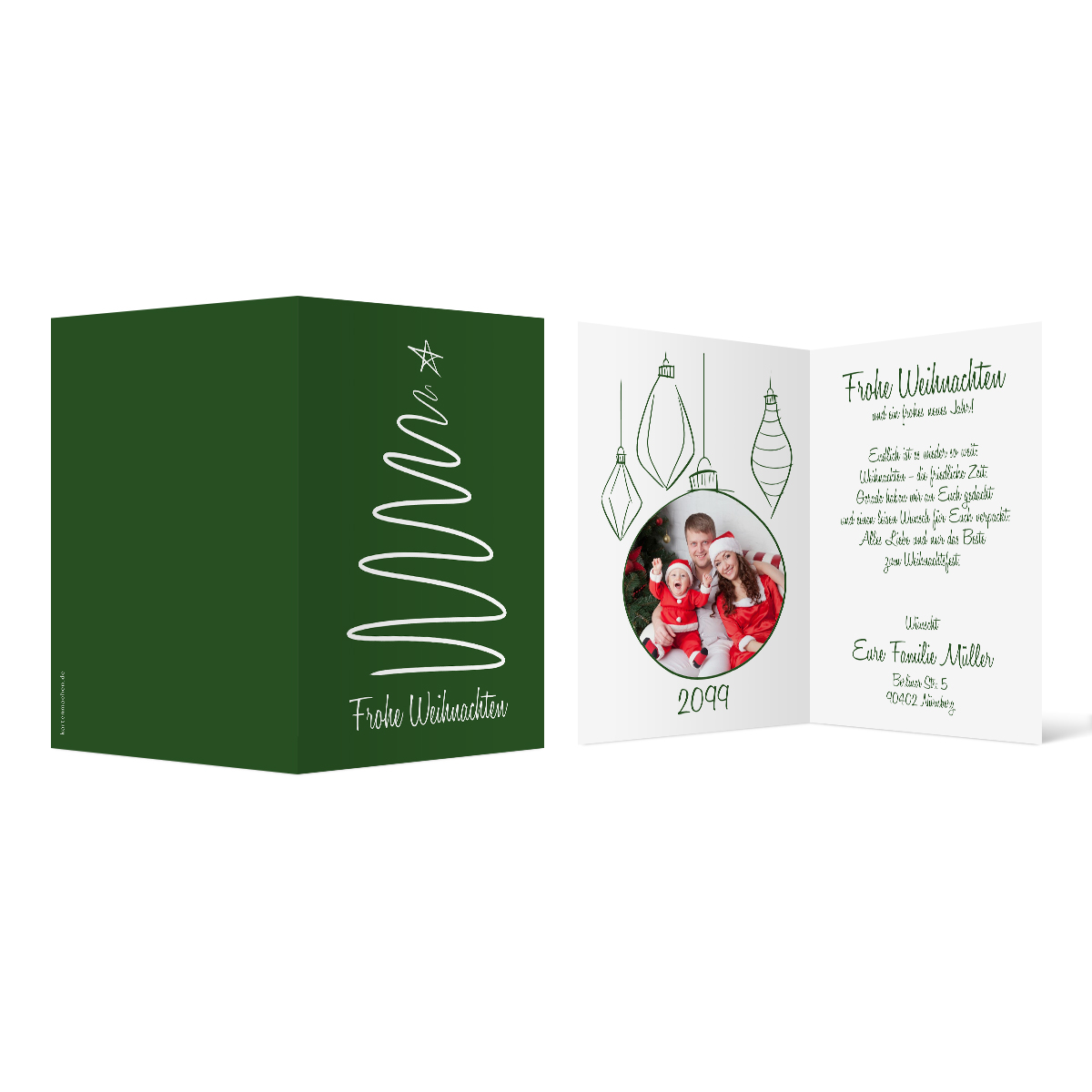 Weihnachtskarten - gezeichneter Tannenbaum in Grün