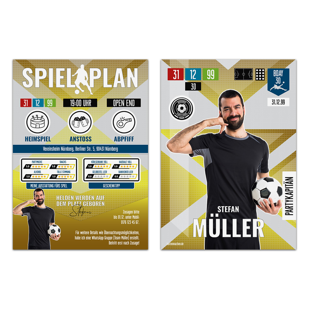 Geburtstag Einladungskarten - Fußball Sammelkarte Standard Edition