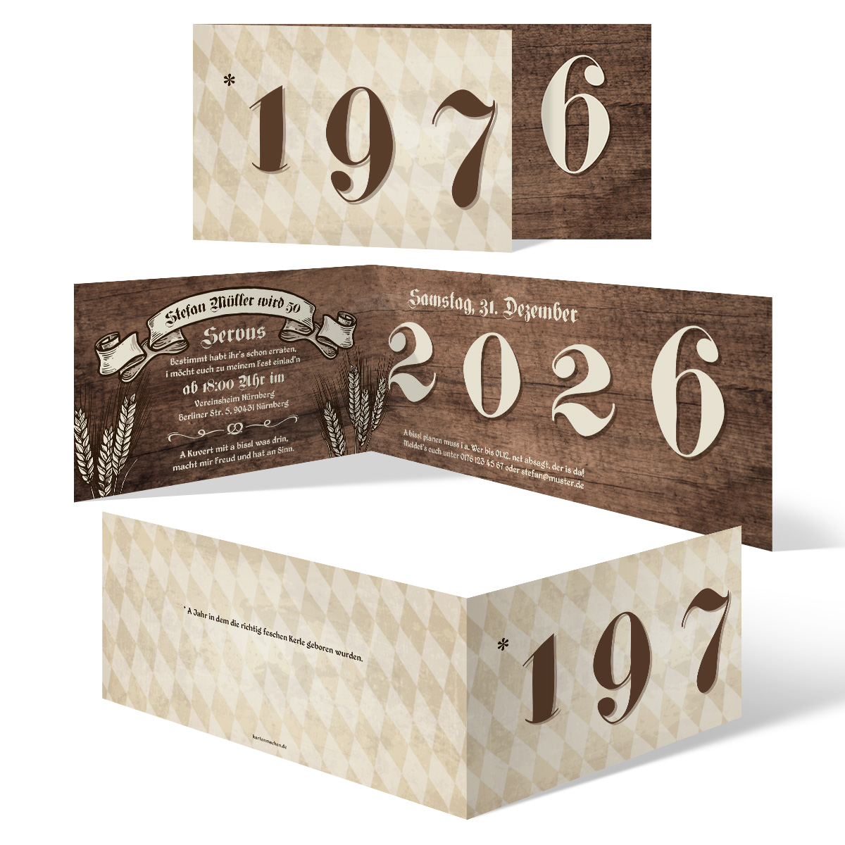 50. Geburtstag Einladungskarten - Bayerisches Holz